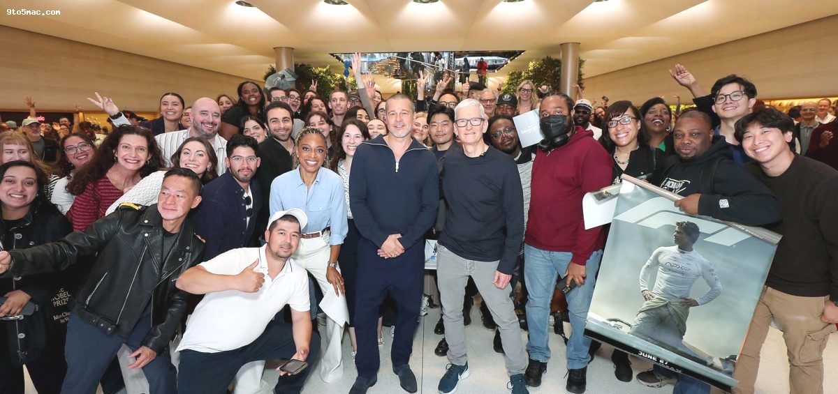 Брэд Питт и Тим Кук удивили фанатов в Apple Fifth Avenue перед выходом фильма «Формула-1»
