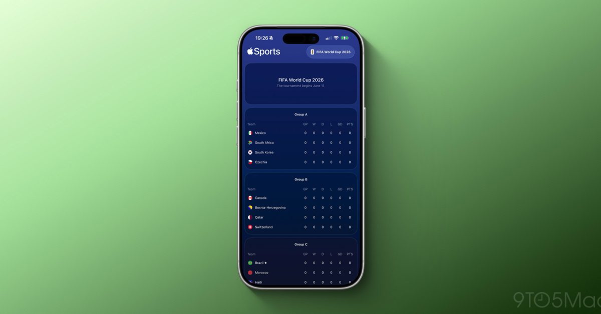 Apple Sports добавила поддержку Чемпионата мира по футболу 2026 года