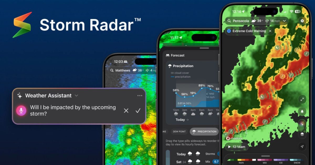 Приложение Storm Radar от The Weather Channel позволяет создать собственного AI-ведущего прогноза погоды